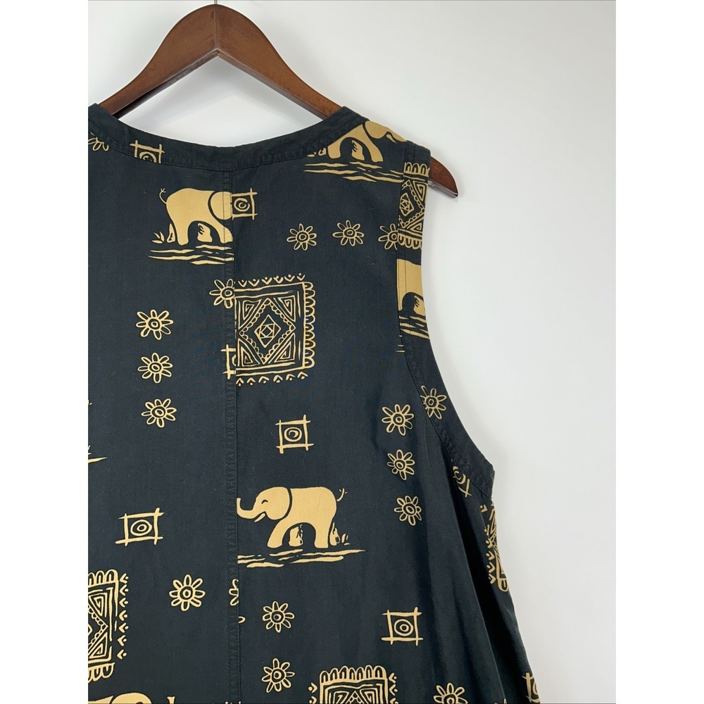 Vintage Ty Wear Safari Maxi Dress Size 16 African Elephant Lyocell Travel Vacay - Picture 13 of 14